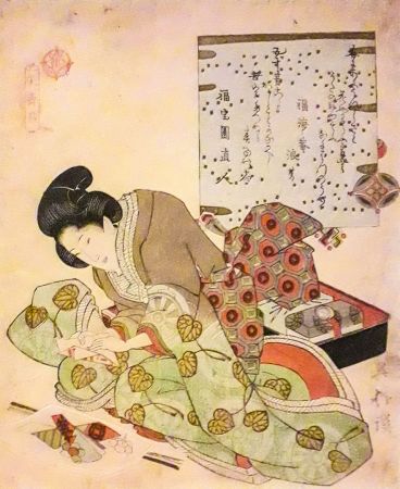 Kobieta składająca papier - porównanie do Shujushō